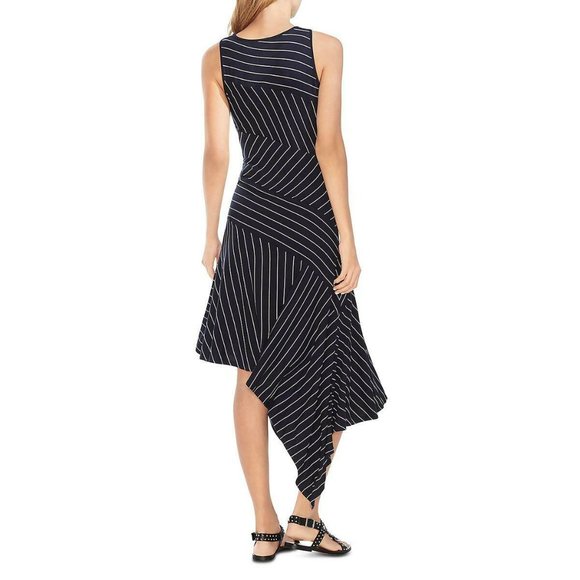 Vince Camuto Navy Striped Asymmetric Maxi Dress - Picture 2 of 2